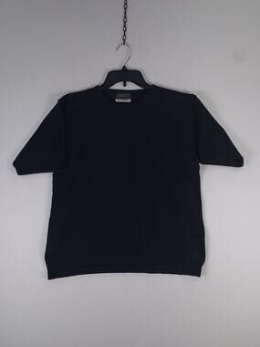 Vintage Cricket Sweater Mens Medium Blue Short Sleeve Crew Neck Cotton Knit